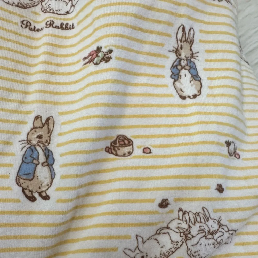 Peter Rabbit Beatrice Potter Quilted Striped Yellow Rabbit Print Kimono Wrap 6M